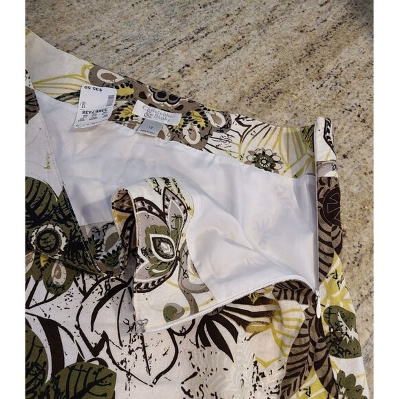 New! Christopher Banks Size 12 Linen Blend Lined Midi Skirt Floral Peplum Hem - Picture 10 of 12